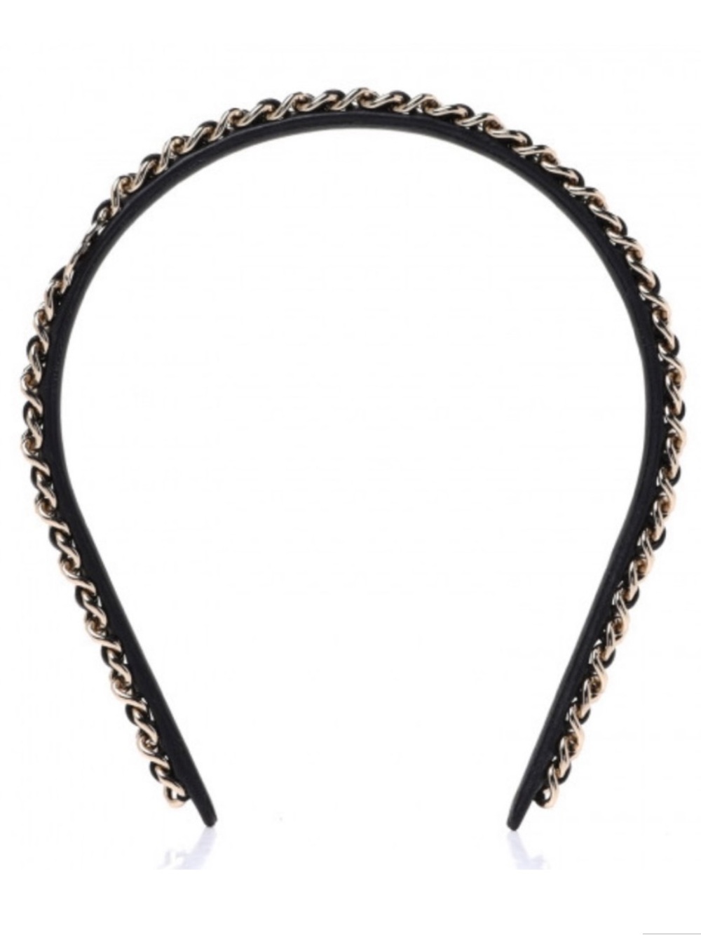 💎 ChaneI Turnlock Signature Gold Tone Black Leather Headband Hair Accessories 🎀 - Picture 3 of 6